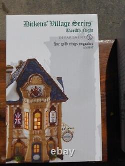 DEPT 56 DICKENS' Village Twelfth Night FIVE GOLD RINGS ENGRAVER NIB