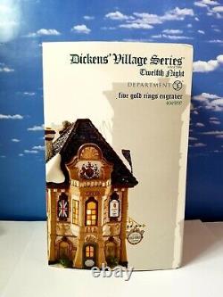 DEPT 56 Dickens Village Twelfth Night FIVE GOLD RING ENGRAVERS! Hard To Find