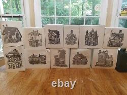 Department 56 Dickens Village Lot 34 pieces (10 Houses, 24 Accessories/Trees)