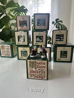 Department 56 Twelve Days of Dickens Village Set of 10 (Missing 9 and 12) MINT