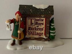 Dept 56 12 Days of Dickens Complete Set With Village Sign Excellent Pre-Owned