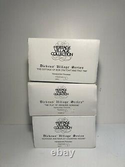 Dept 56 Dickens Village A Christmas Carol Set Of 3 Counting House, Flat, Cratchit