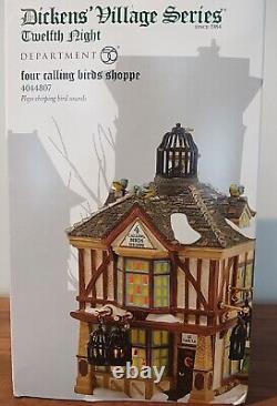 Dept. 56 Dickens' Village Series Twelfth Night Four Calling Birds Shoppe WithSound