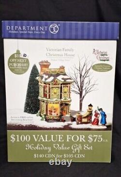 Dept 56 Dickens Village Victorian Family Christmas House Gift Set #56.58717