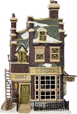 Porcelain Dickens' Village Scrooge and Marley Counting House Lit Building, 9.65