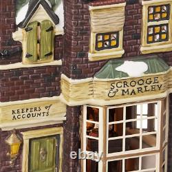 Porcelain Dickens' Village Scrooge and Marley Counting House Lit Building, 9.65